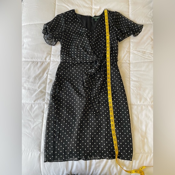 Ralph Lauren Black and White Polka Dot Midi Dress - Picture 7 of 7